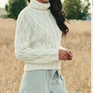 Cable knit turtleneck sweater